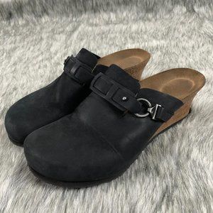 Birkenstock Suede Black Clogs Slides
